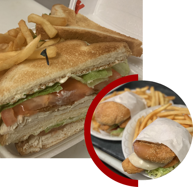 A sandwich and some french fries on a plate.