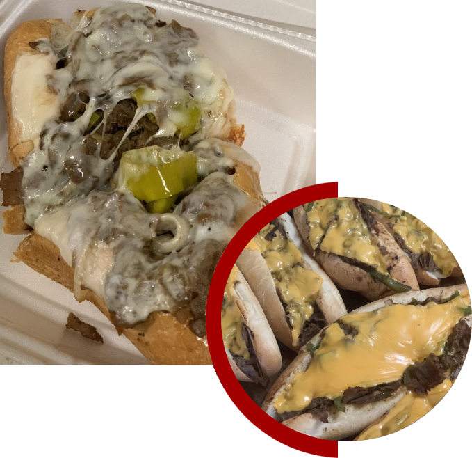 A close up of a sandwich and an image of the food